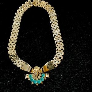 1950s vintage choker chain and rhinestone necklace